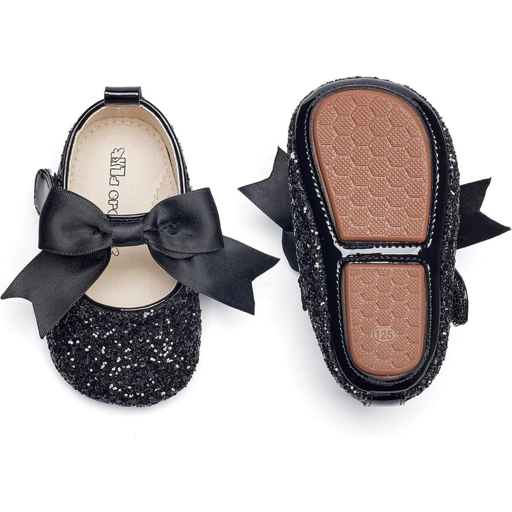 imageKiderence Baby Girls Prewalker Mary Jane Flats Bowknot Princess Dress Shoes InfantToddlerF6681 Black