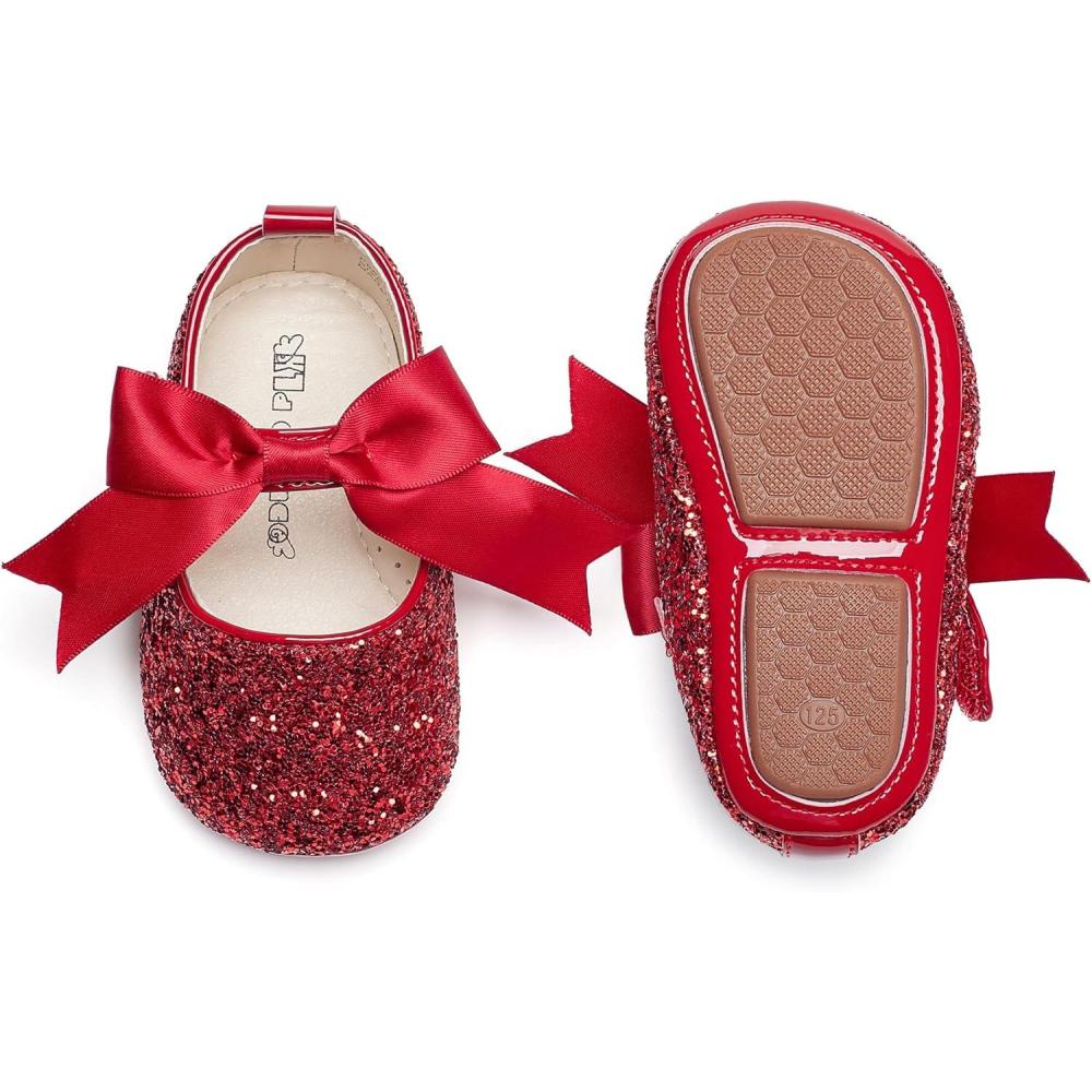imageKiderence Baby Girls Prewalker Mary Jane Flats Bowknot Princess Dress Shoes InfantToddlerF6681 Red