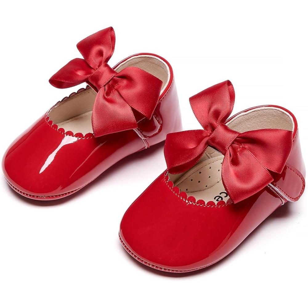 imageKiderence Baby Girls Prewalker Mary Jane Flats Bowknot Princess Dress Shoes InfantToddlerF6682 Red