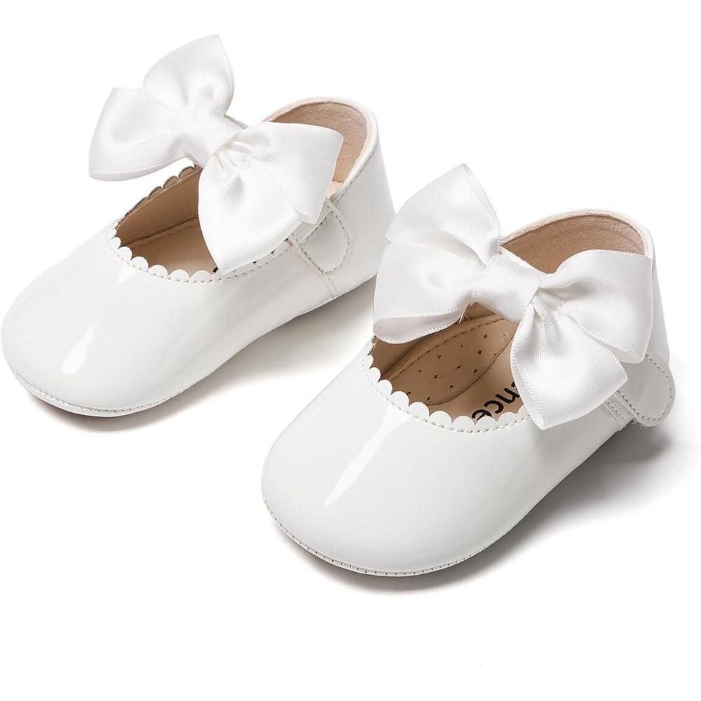 imageKiderence Baby Girls Prewalker Mary Jane Flats Bowknot Princess Dress Shoes InfantToddlerF6682 White