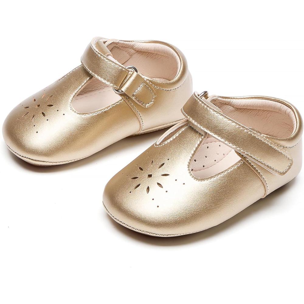imageKiderence Baby Girls Prewalker Mary Jane Flats Bowknot Princess Dress Shoes InfantToddlerF6683 Gold