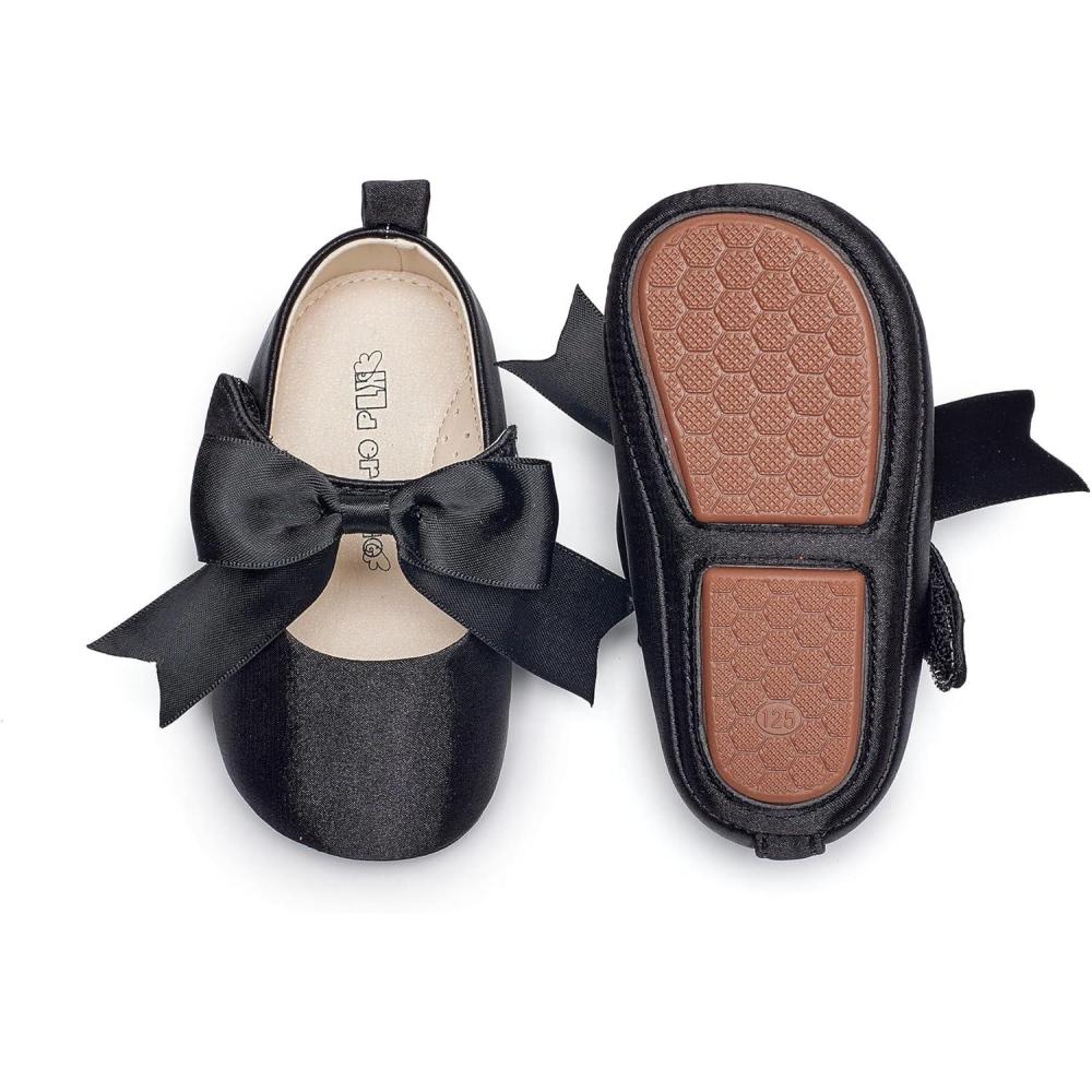 imageKiderence Baby Girls Prewalker Mary Jane Flats Bowknot Princess Dress Shoes InfantToddlerF6684 Black