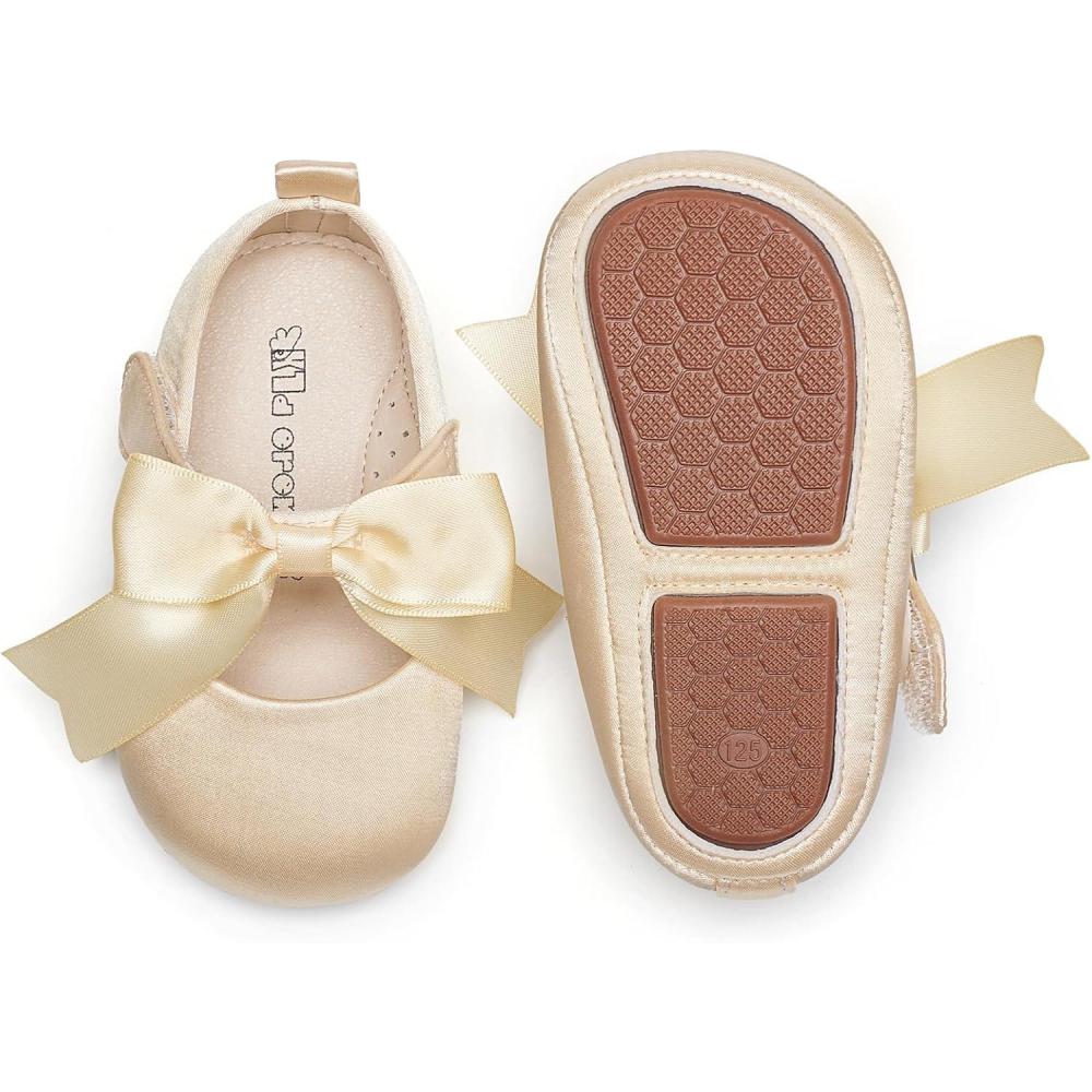 imageKiderence Baby Girls Prewalker Mary Jane Flats Bowknot Princess Dress Shoes InfantToddlerF6684 Gold