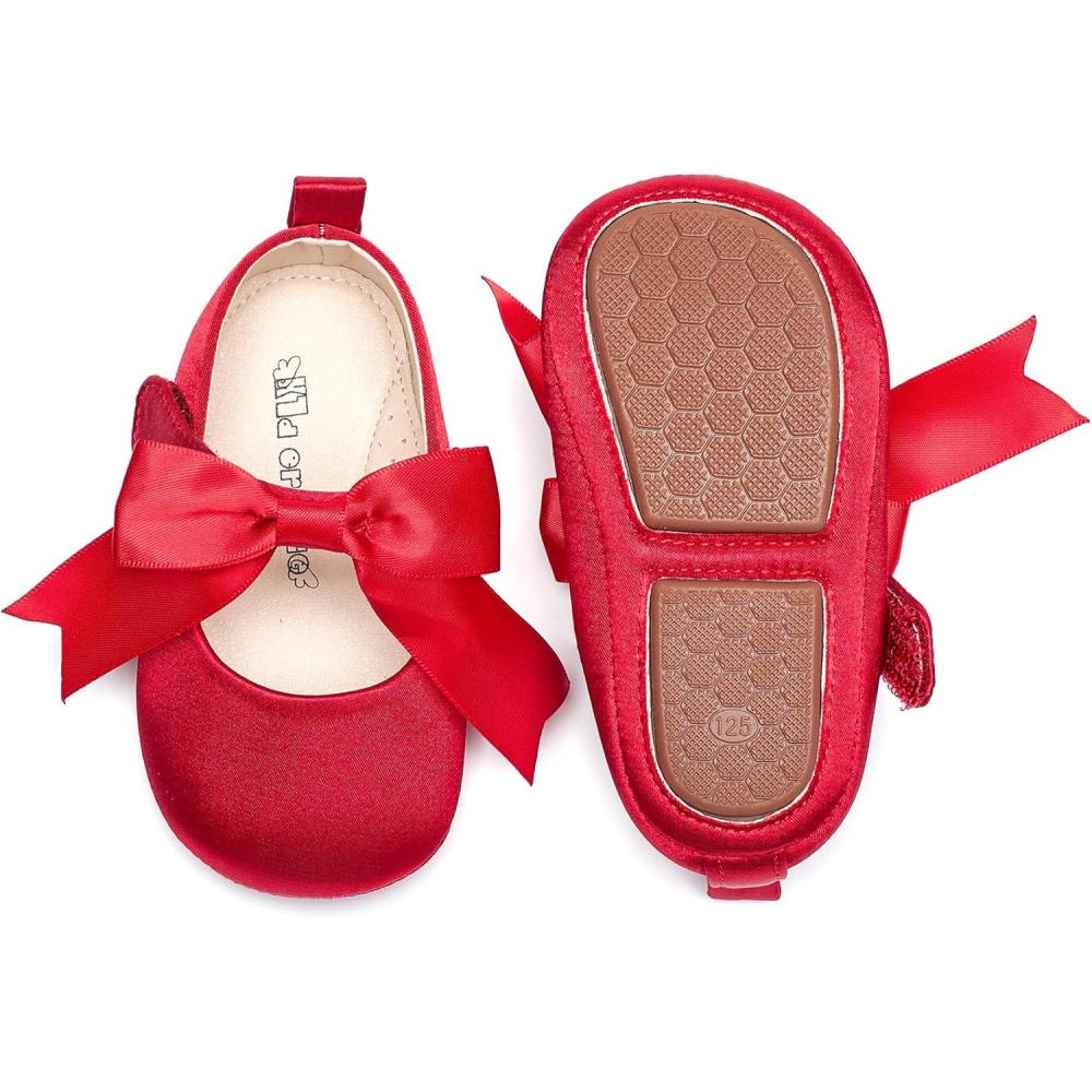 imageKiderence Baby Girls Prewalker Mary Jane Flats Bowknot Princess Dress Shoes InfantToddlerF6684 Red
