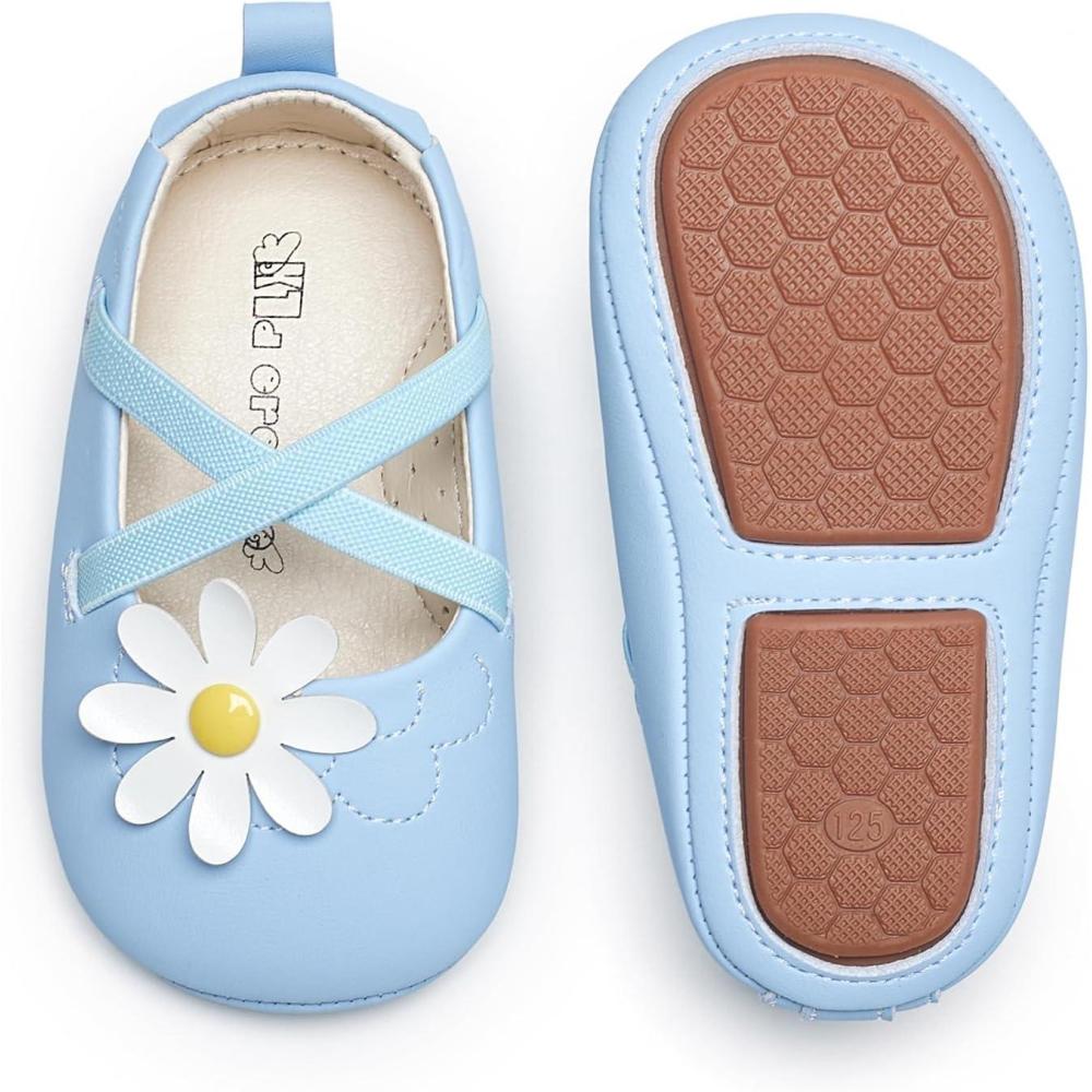 imageKiderence Baby Girls Prewalker Mary Jane Flats Bowknot Princess Dress Shoes InfantToddlerF6686 Blue