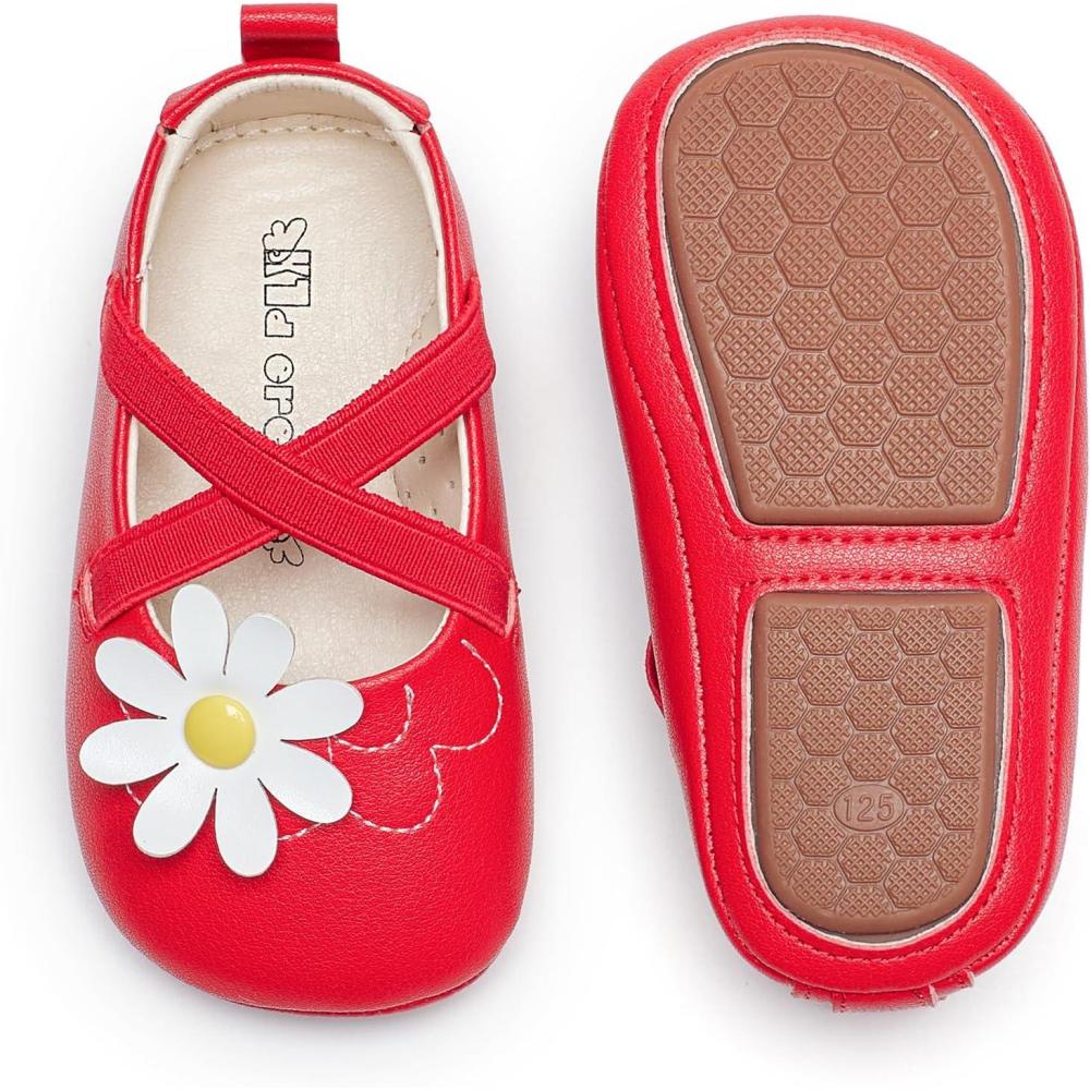 imageKiderence Baby Girls Prewalker Mary Jane Flats Bowknot Princess Dress Shoes InfantToddlerF6686 Red