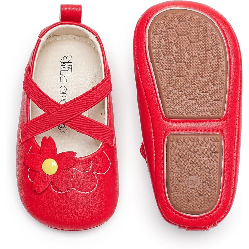 imageKiderence Baby Girls Prewalker Mary Jane Flats Bowknot Princess Dress Shoes InfantToddlerF6687 Red