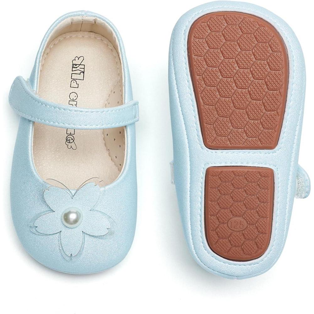 imageKiderence Baby Girls Prewalker Mary Jane Flats Bowknot Princess Dress Shoes InfantToddlerF6688 Blue