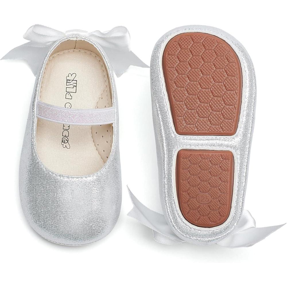imageKiderence Baby Girls Prewalker Mary Jane Flats Bowknot Princess Dress Shoes InfantToddlerF6689 White