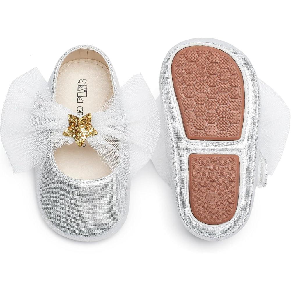 imageKiderence Baby Girls Prewalker Mary Jane Flats Bowknot Princess Dress Shoes InfantToddlerF6690 White