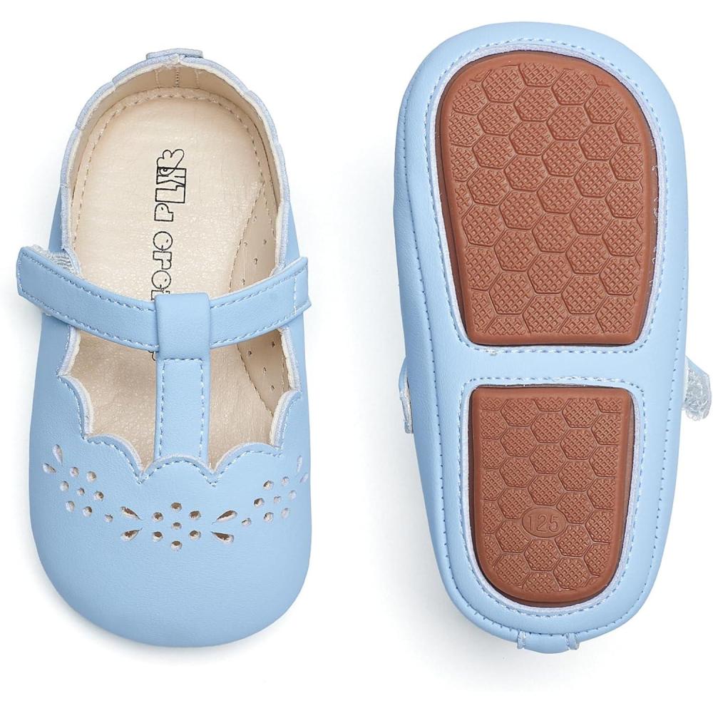 imageKiderence Baby Girls Prewalker Mary Jane Flats Bowknot Princess Dress Shoes InfantToddlerF6692 Blue