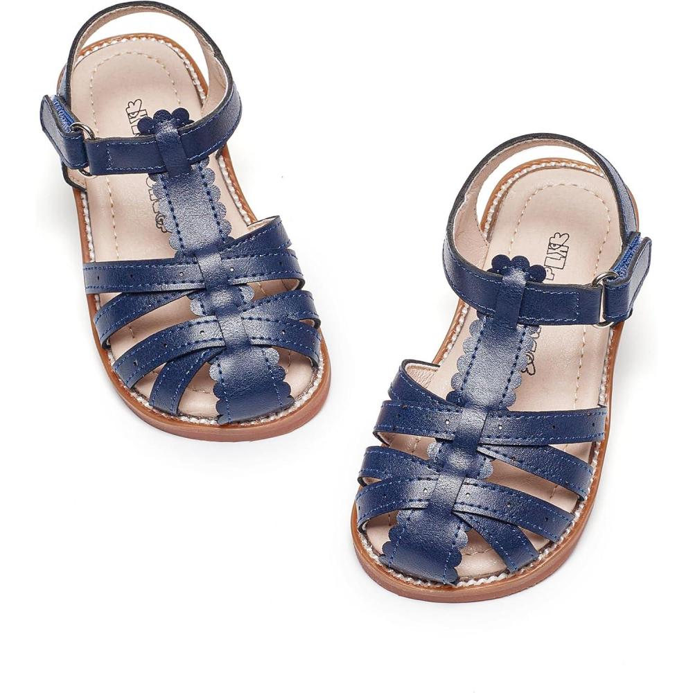 imageKiderence Toddler Girls Sandals Little Girls Kids Summer Shoes Toddler Sandals9733 Navy Blue