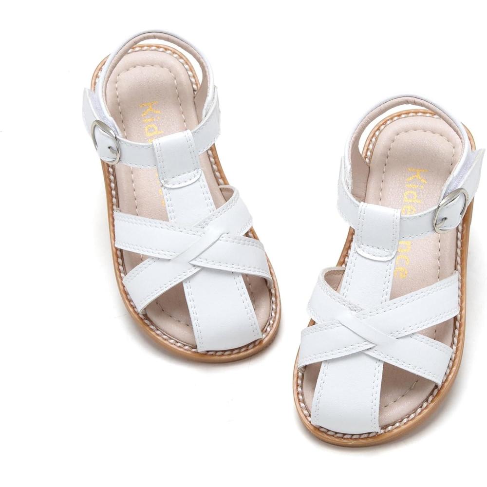 imageKiderence Toddler Girls Sandals Little Girls Kids Summer Shoes Toddler SandalsCk934 White