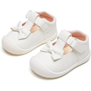 Kiderence Baby Girls Prewalker Mary Jane Flats Bowknot Princess Dress Shoes (Infant/Toddler)(Cyb03 White)