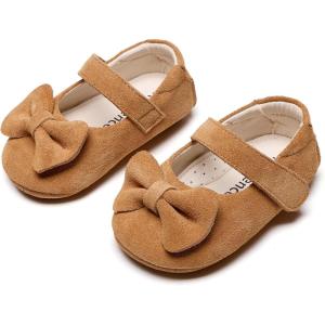 Kiderence Baby Girls Prewalker Mary Jane Flats Bowknot Princess Dress Shoes (Infant/Toddler)(F6612 Brown)