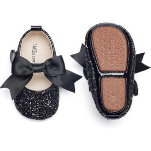 Kiderence Baby Girls Prewalker Mary Jane Flats Bowknot Princess Dress Shoes (Infant/Toddler)(F6681 Black)