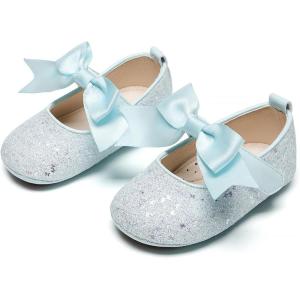 Kiderence Baby Girls Prewalker Mary Jane Flats Bowknot Princess Dress Shoes (Infant/Toddler)(F6681 Blue)