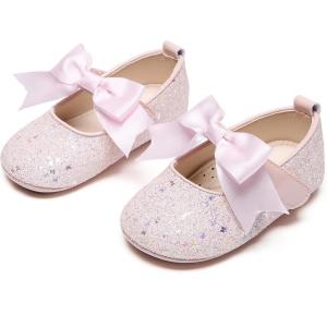 Kiderence Baby Girls Prewalker Mary Jane Flats Bowknot Princess Dress Shoes (Infant/Toddler)(F6681 Pink)
