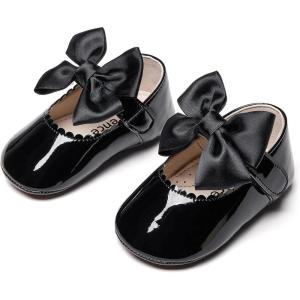 Kiderence Baby Girls Prewalker Mary Jane Flats Bowknot Princess Dress Shoes (Infant/Toddler)(F6682 Black)
