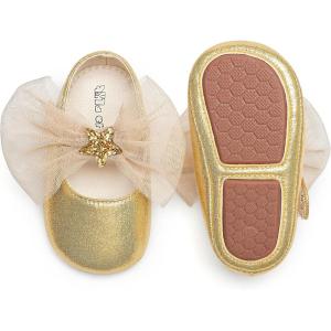 Kiderence Baby Girls Prewalker Mary Jane Flats Bowknot Princess Dress Shoes (Infant/Toddler)(F6690 Gold)