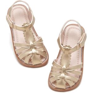 Kiderence Toddler Girls Sandals Little Girls Kids Summer Shoes Toddler Sandals(9733 – Gold)