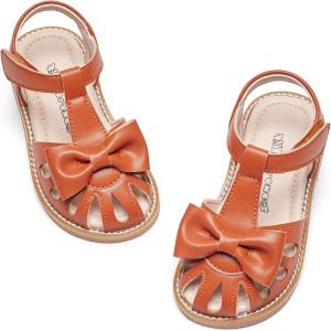 Kiderence Toddler Girls Sandals Little Girls Kids Summer Shoes Toddler Sandals(Ck311 Brown)