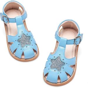 Kiderence Toddler Girls Sandals Little Girls Kids Summer Shoes Toddler Sandals(Ck520 Blue)
