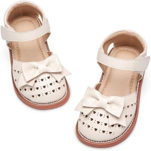 Kiderence Toddler Girls Sandals Little Girls Kids Summer Shoes Toddler Sandals(Ck523 Beige)
