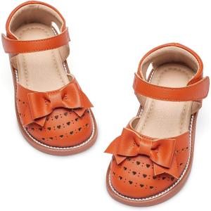 Kiderence Toddler Girls Sandals Little Girls Kids Summer Shoes Toddler Sandals(Ck523 Brown)