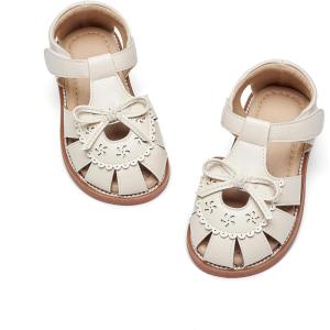 Kiderence Toddler Girls Sandals Little Girls Kids Summer Shoes Toddler Sandals(Ck524 Beige)