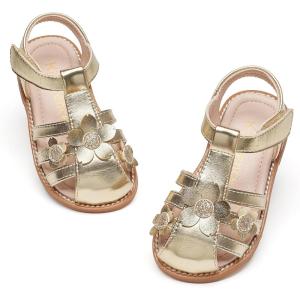 Kiderence Toddler Girls Sandals Little Girls Kids Summer Shoes Toddler Sandals(Ck531 Gold)