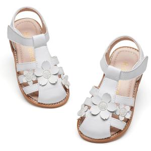 Kiderence Toddler Girls Sandals Little Girls Kids Summer Shoes Toddler Sandals(Ck531 White)