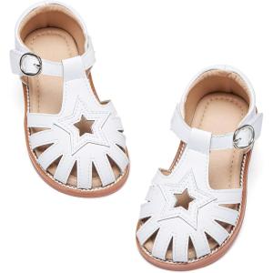Kiderence Toddler Girls Sandals Little Girls Kids Summer Shoes Toddler Sandals(Ck533 White)