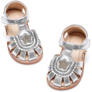 Kiderence Toddler Girls Sandals Little Girls Kids Summer Shoes Toddler Sandals(Ck535 Silver)