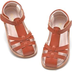 Kiderence Toddler Girls Sandals Little Girls Kids Summer Shoes Toddler Sandals(Ck938 Brown)