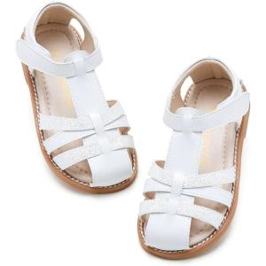 Kiderence Toddler Girls Sandals Little Girls Kids Summer Shoes Toddler Sandals(Ck938 White)