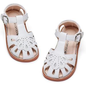 Kiderence Toddler Girls Sandals Little Girls Kids Summer Shoes Toddler Sandals(Ck954 White)