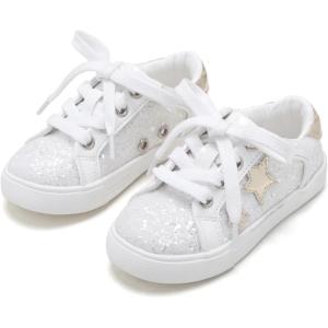 Kiderence Toddler Girls Sneakers Little Girls Running Sports Shoes(Toddler/Little Kids)(Cs06-white-o)