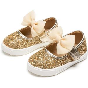 Kiderence Toddler Girls Sneakers Little Girls Running Sports Shoes(Toddler/Little Kids)(Cs801-gold)