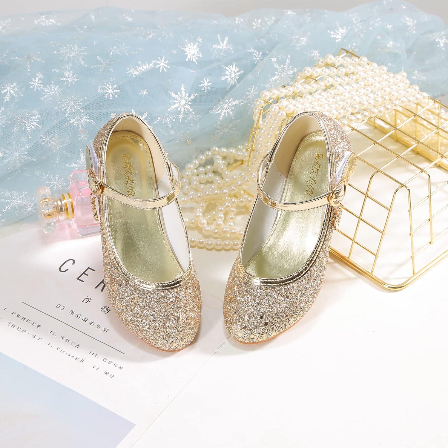 imageGirls Flats Sparkle Party Mary Jane Princess Dress Shoes02gold