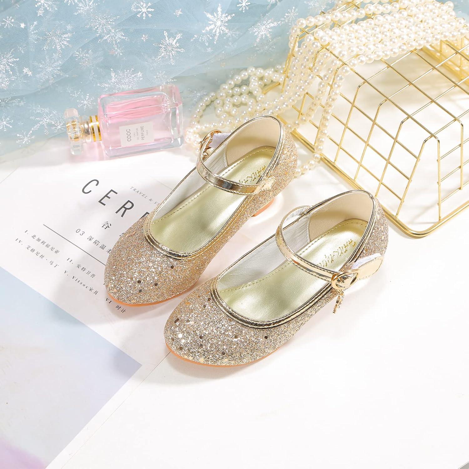 imageGirls Flats Sparkle Party Mary Jane Princess Dress Shoes02gold