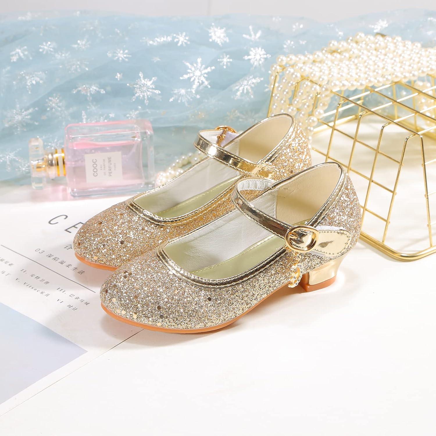 imageGirls Flats Sparkle Party Mary Jane Princess Dress Shoes02gold