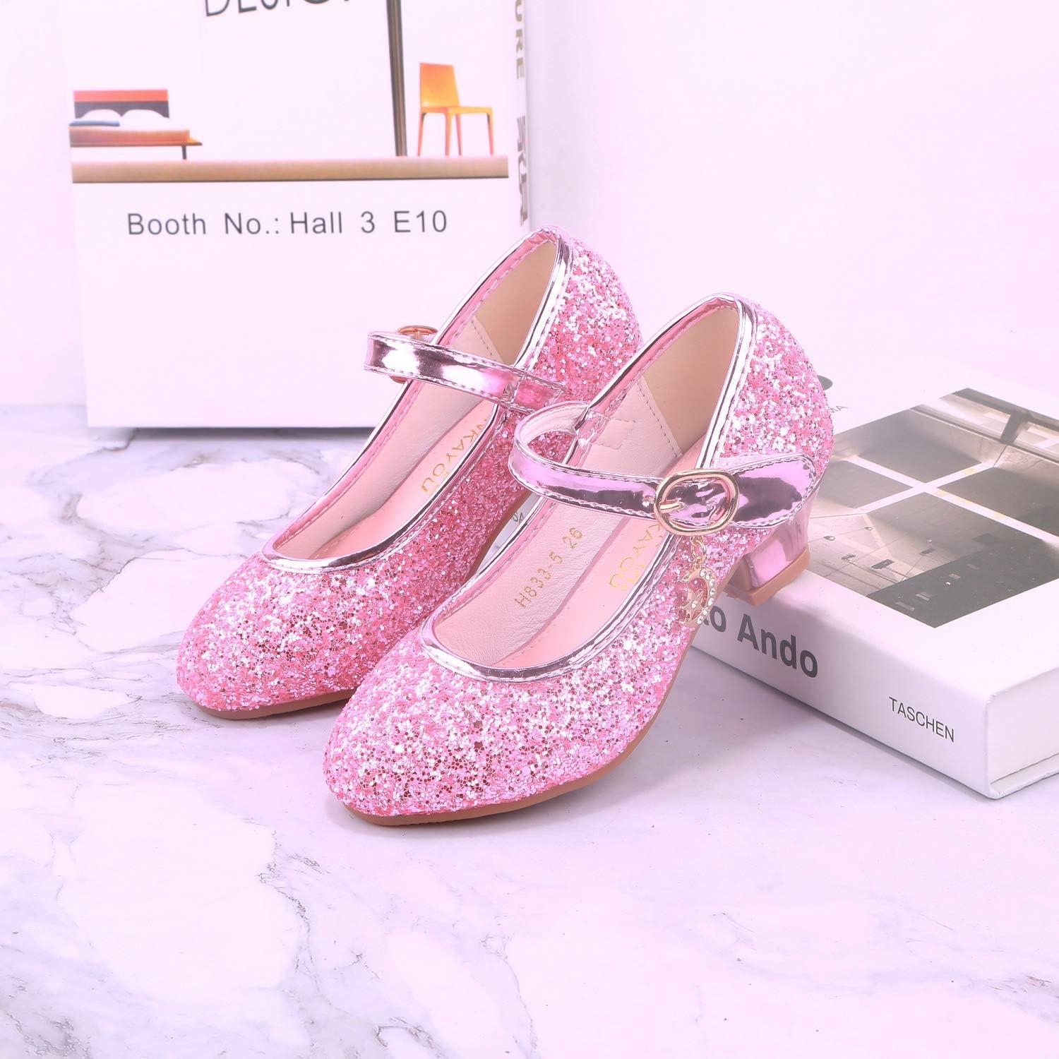imageGirls Flats Sparkle Party Mary Jane Princess Dress Shoes02pink