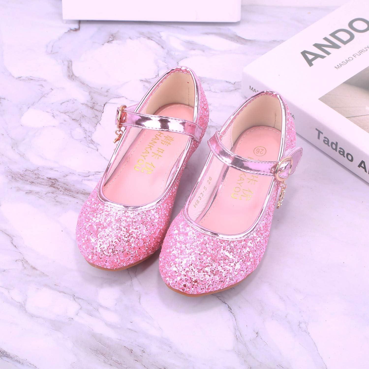 imageGirls Flats Sparkle Party Mary Jane Princess Dress Shoes02pink