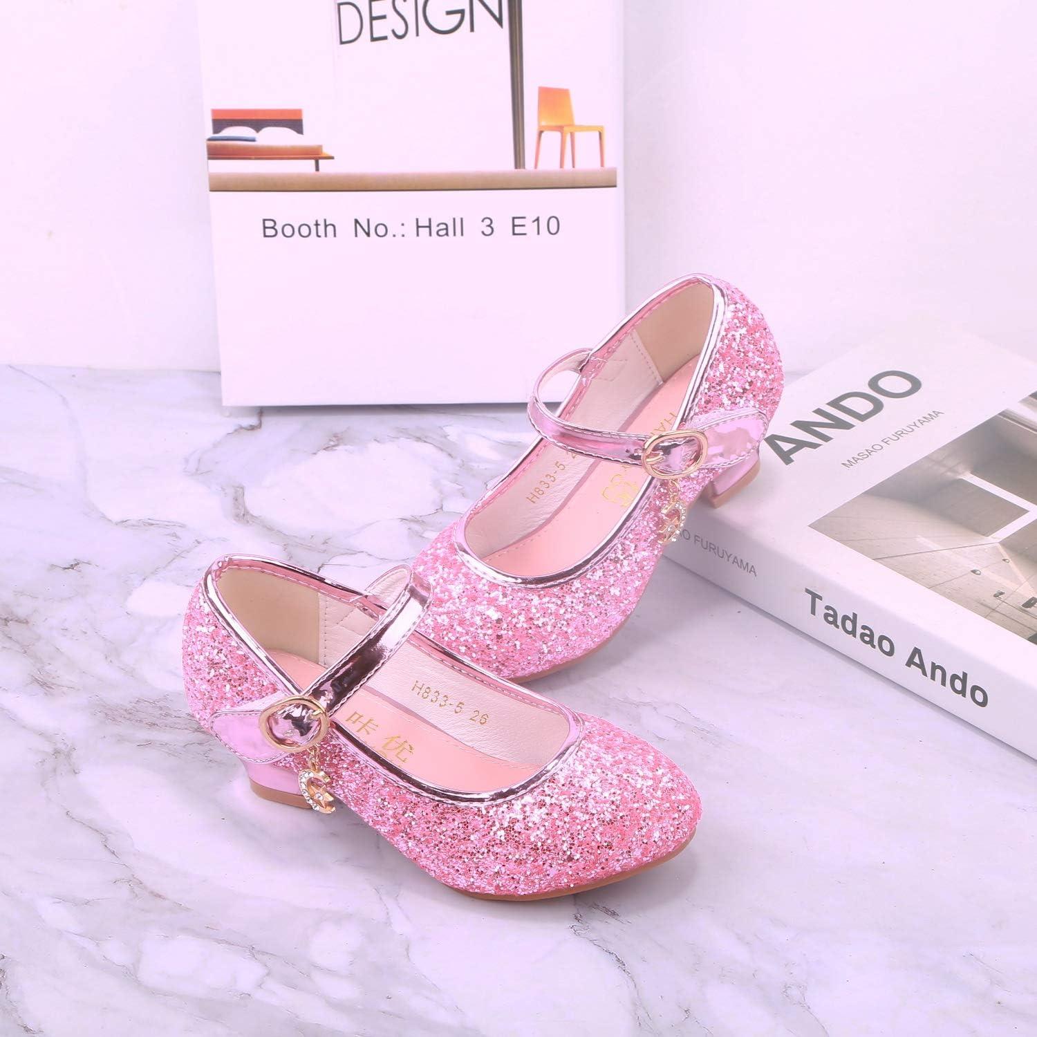 imageGirls Flats Sparkle Party Mary Jane Princess Dress Shoes02pink