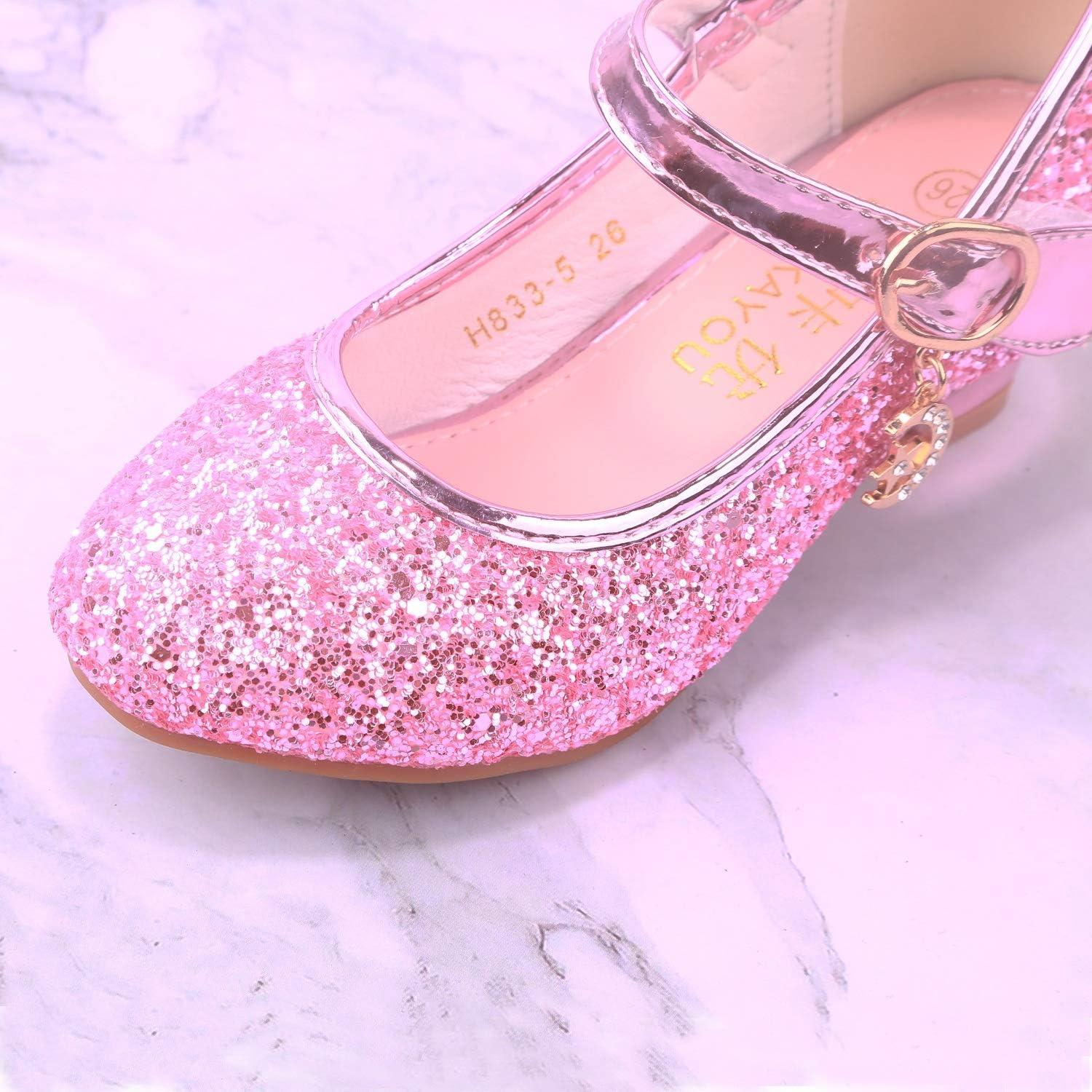 imageGirls Flats Sparkle Party Mary Jane Princess Dress Shoes02pink
