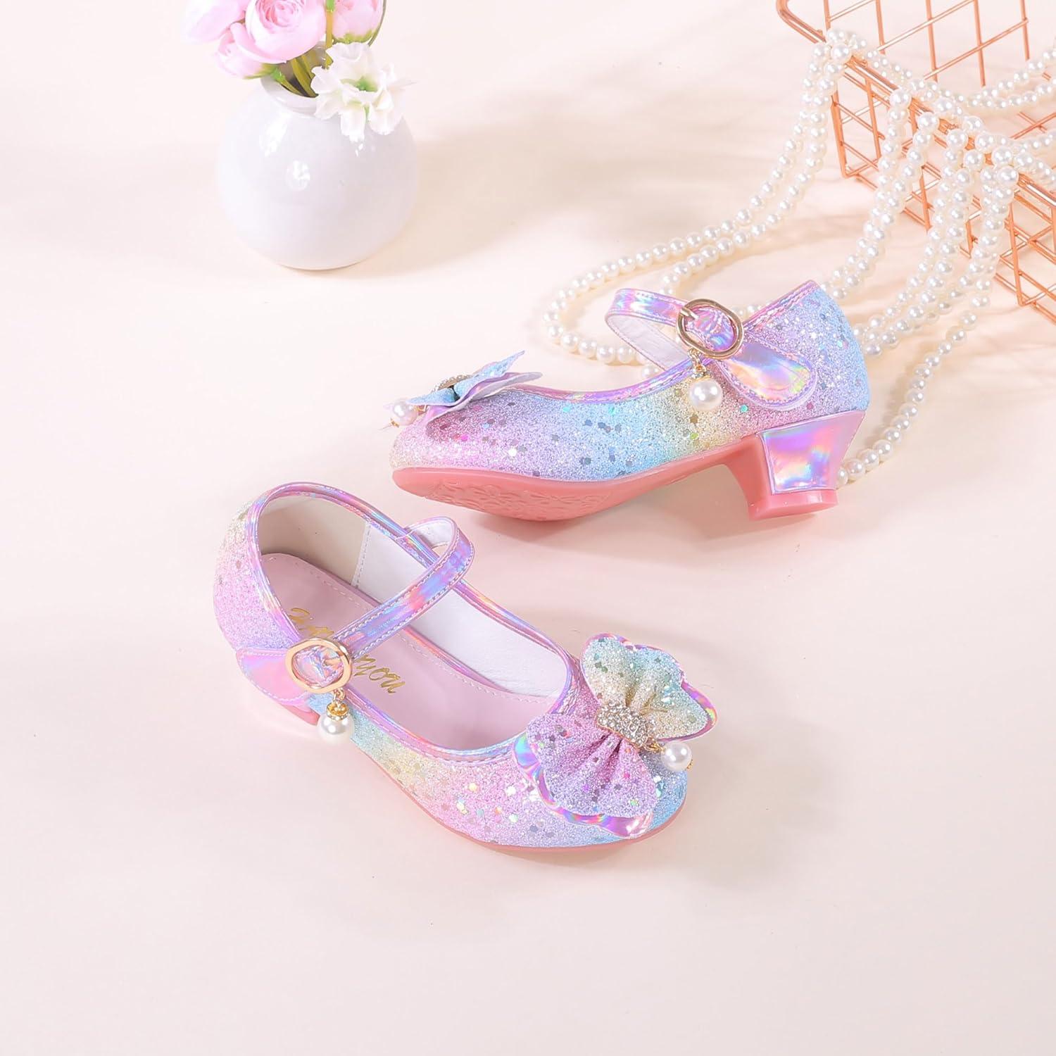 imageGirls Flats Sparkle Party Mary Jane Princess Dress Shoes03rainbow