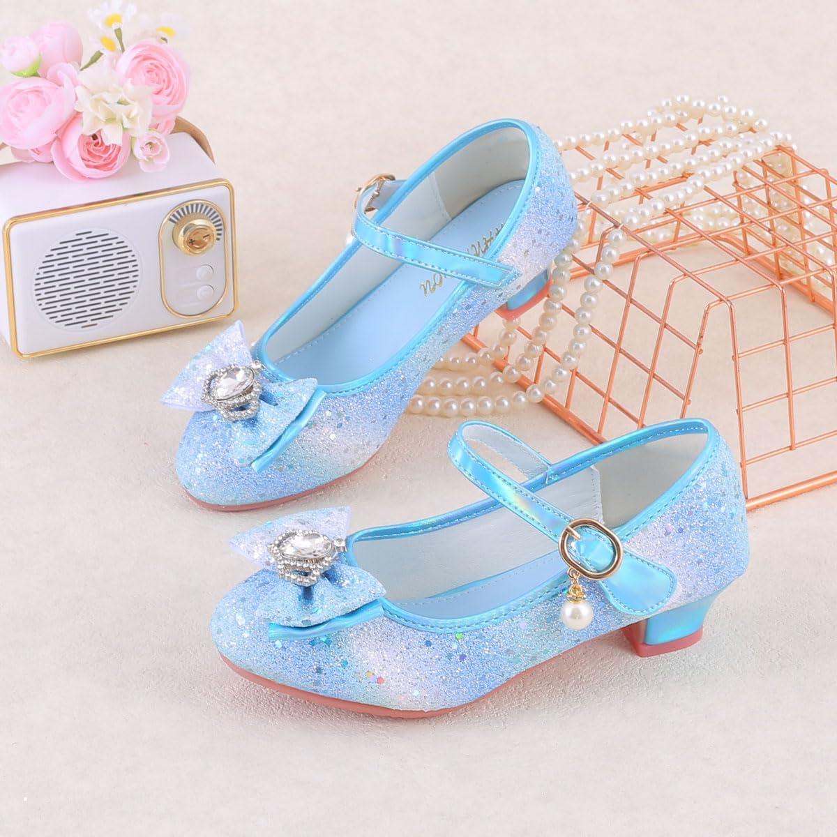 imageGirls Flats Sparkle Party Mary Jane Princess Dress Shoes03rainbow Blue
