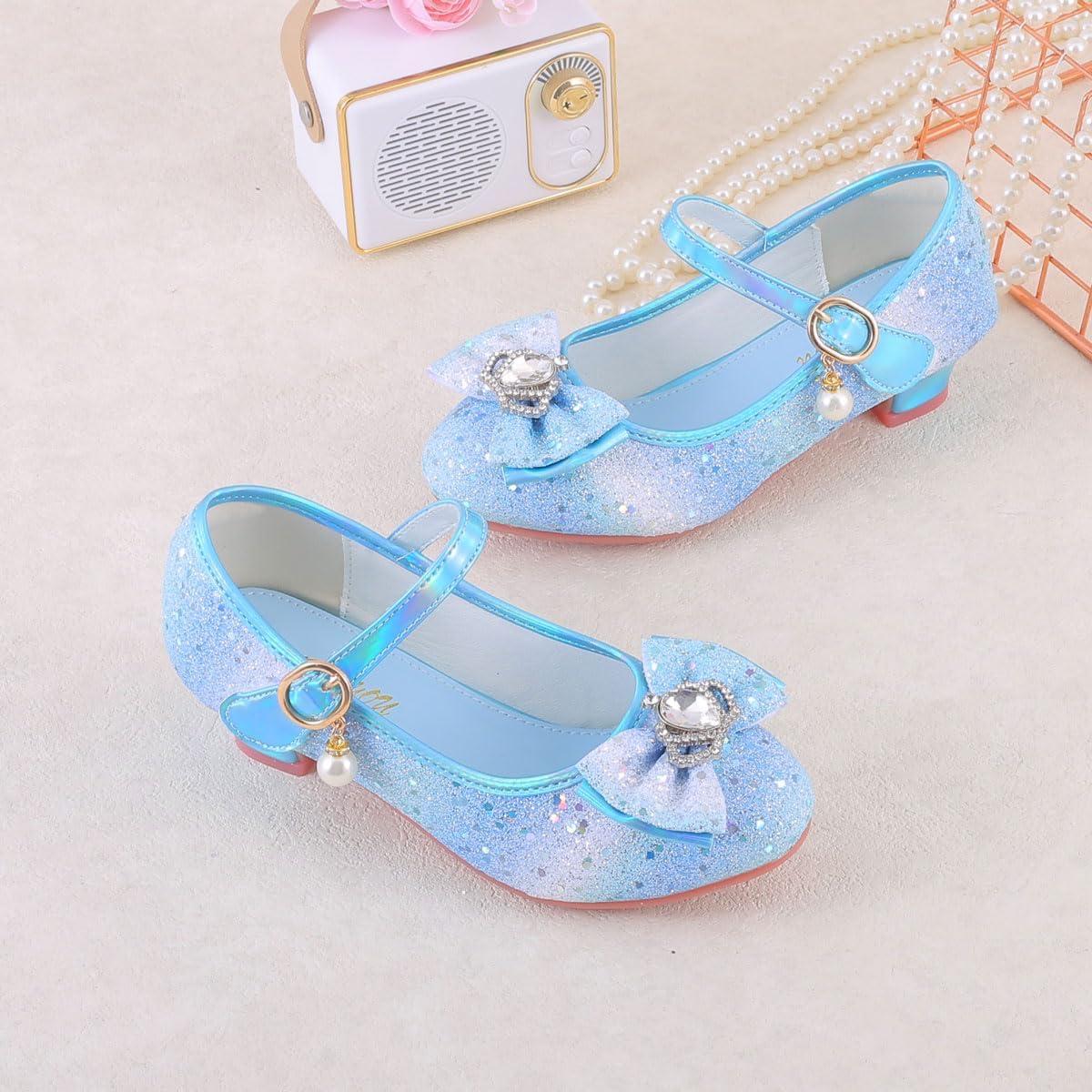 imageGirls Flats Sparkle Party Mary Jane Princess Dress Shoes03rainbow Blue