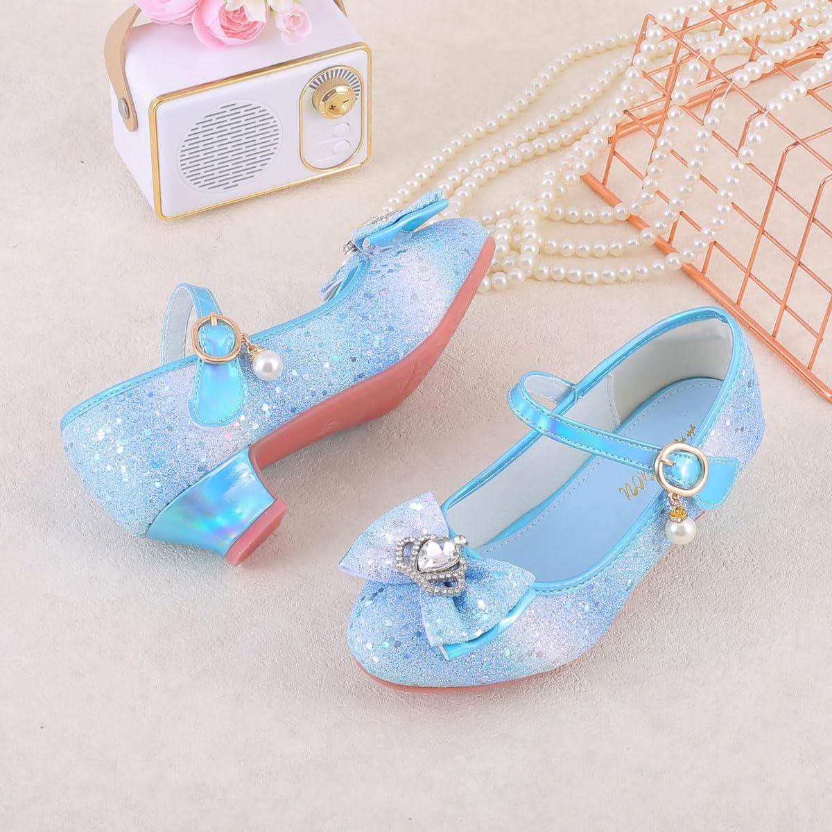 imageGirls Flats Sparkle Party Mary Jane Princess Dress Shoes03rainbow Blue